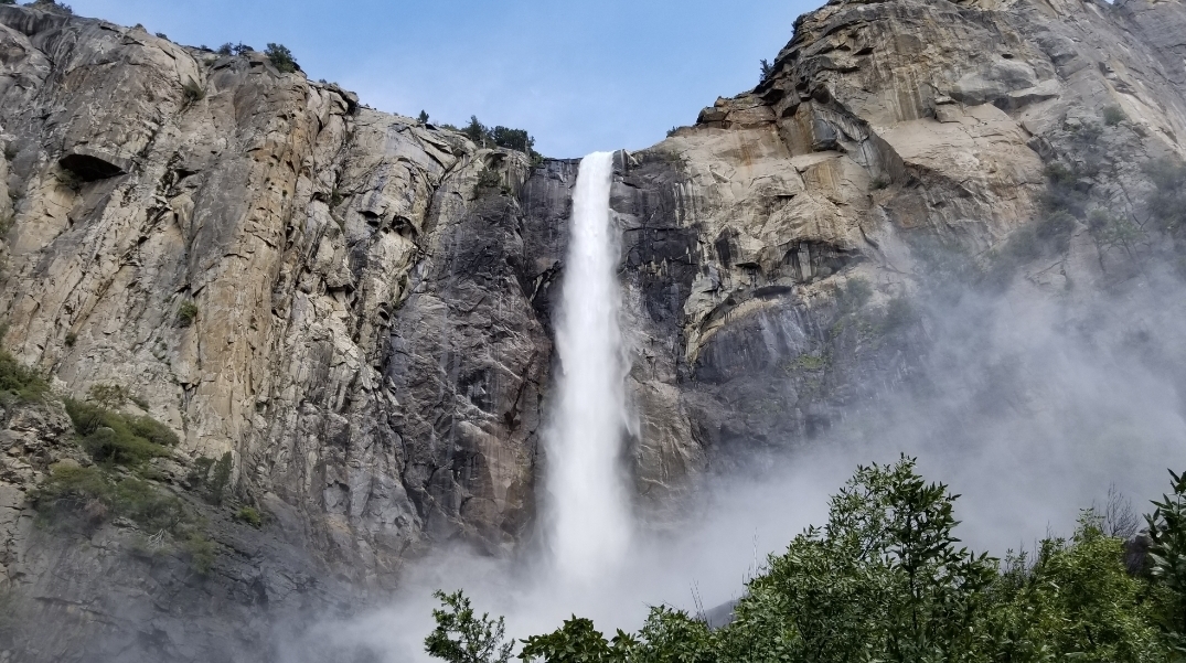 Waterfalls in Yosemite National park flowing very strong