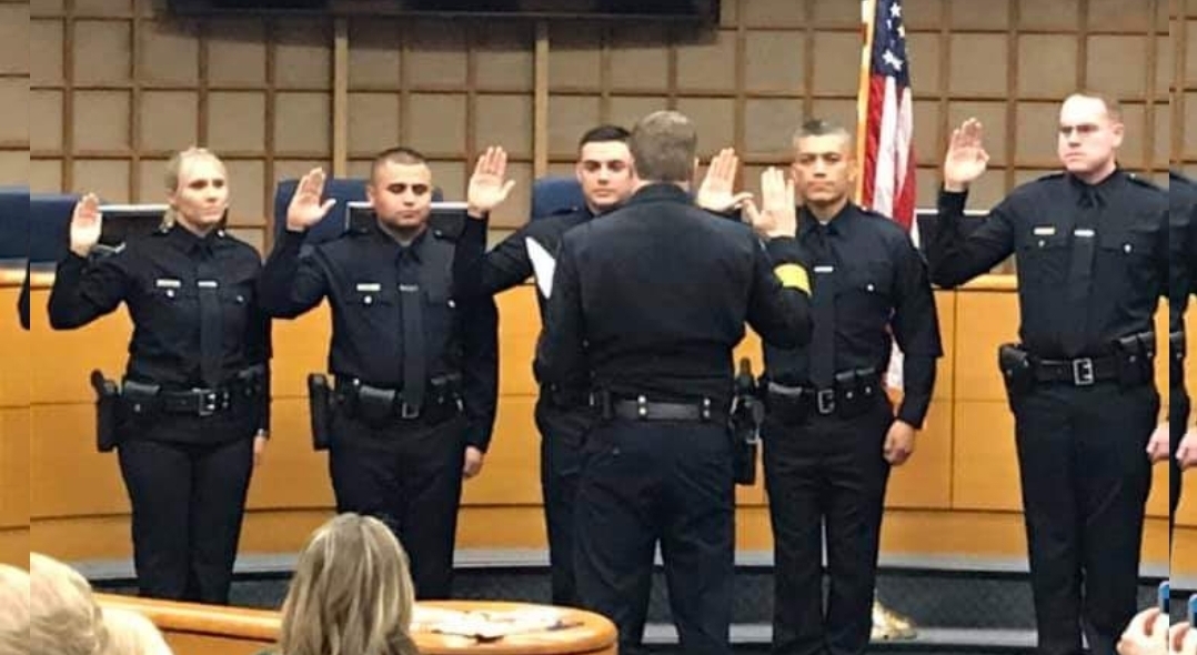Five new Merced Officers and Lt Struble promoted to Captain