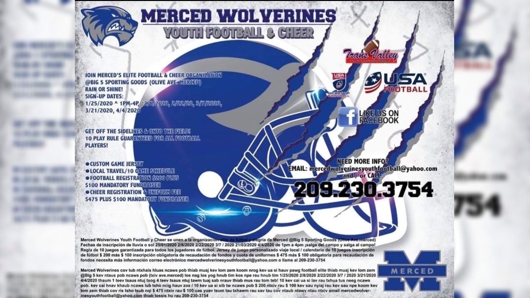NEW YOUTH FOOTBALL LEAGUE COMING TO MERCED, FALL OF 2020