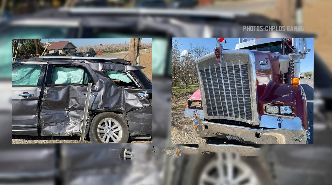 Vehicle vs big rig collision, 6-year-old flown to hospital