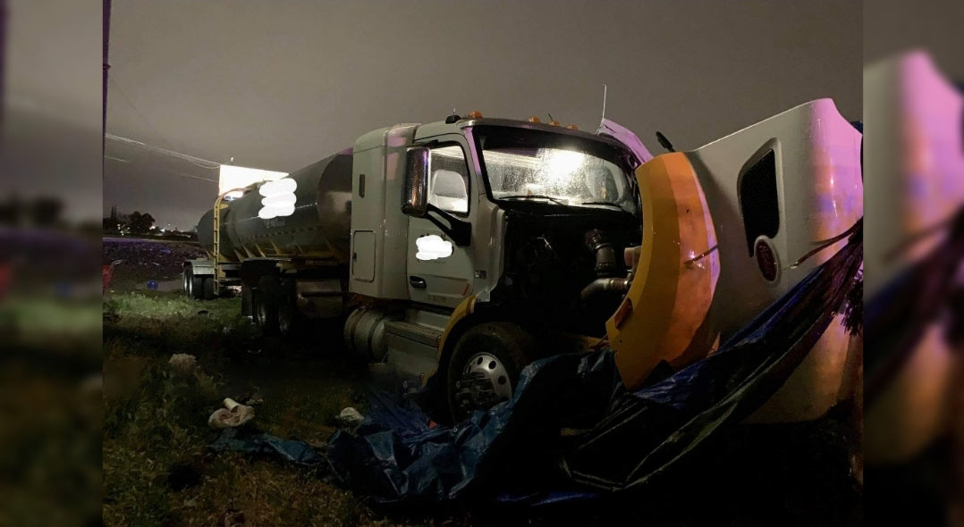 Merced Homeless encampment hit by semi-truck after being involved in a collision