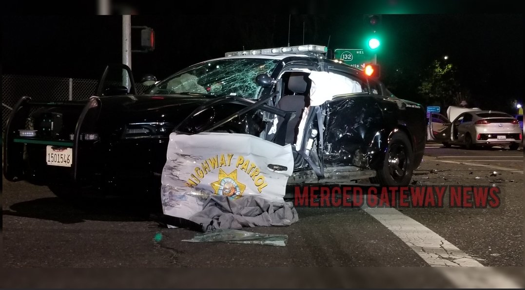 CHP Officer involved in collision with two vehicles, all