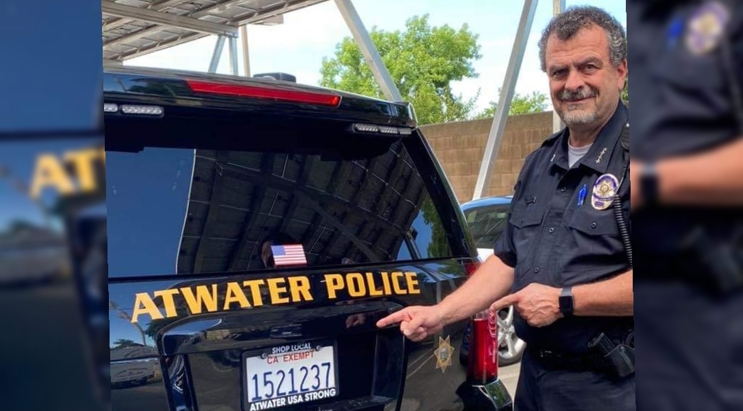 “Shop Local” license plate frames, flag decals installed on patrol vehicles