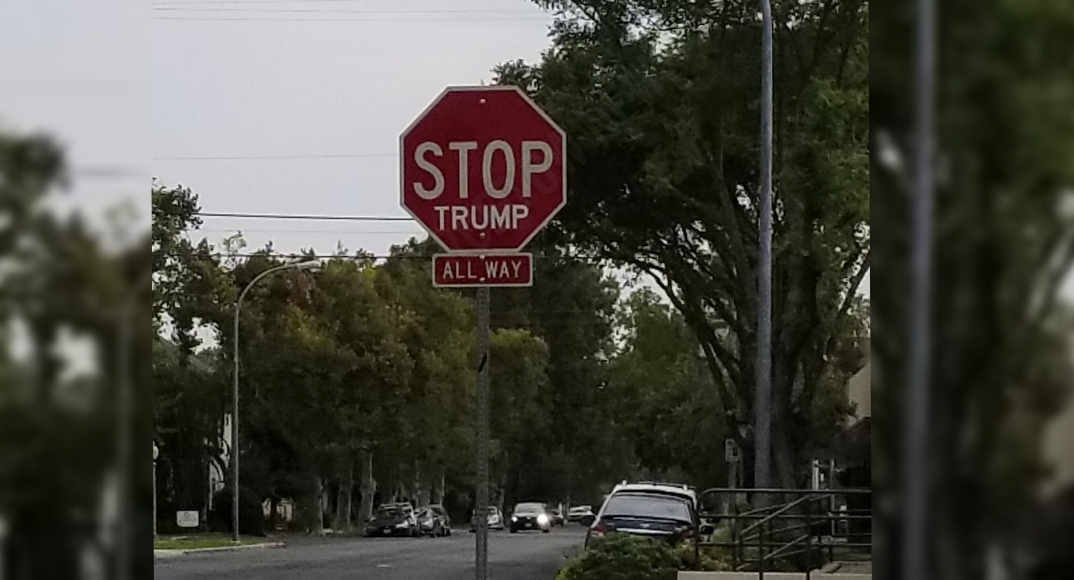 Stop sign altered in the City of Merced