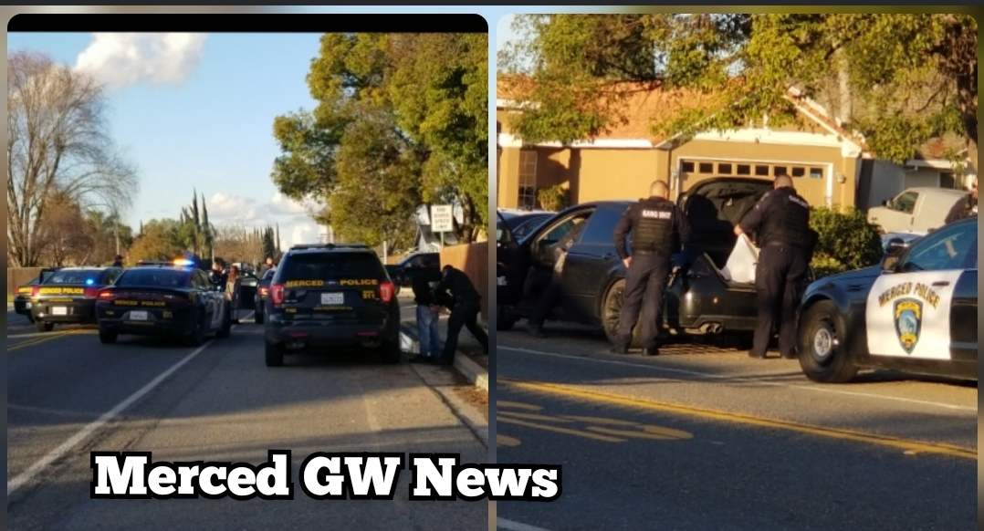 Merced police chase vehicle, chase ends with two detained, watch video here