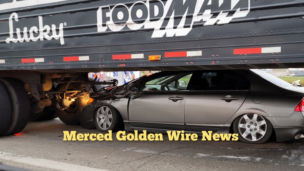 Driver crashes into a Save Mart big rig trailer, in Merced